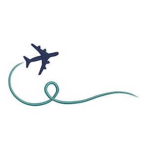 Trip Journey Flight Travel Embroidery Design. Airplane Machine Embroidery Design. Mini Airplane Embroidery.