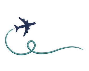 Trip Journey Flight Travel Embroidery Design. Airplane Machine Embroidery Design. Mini Airplane Embroidery.
