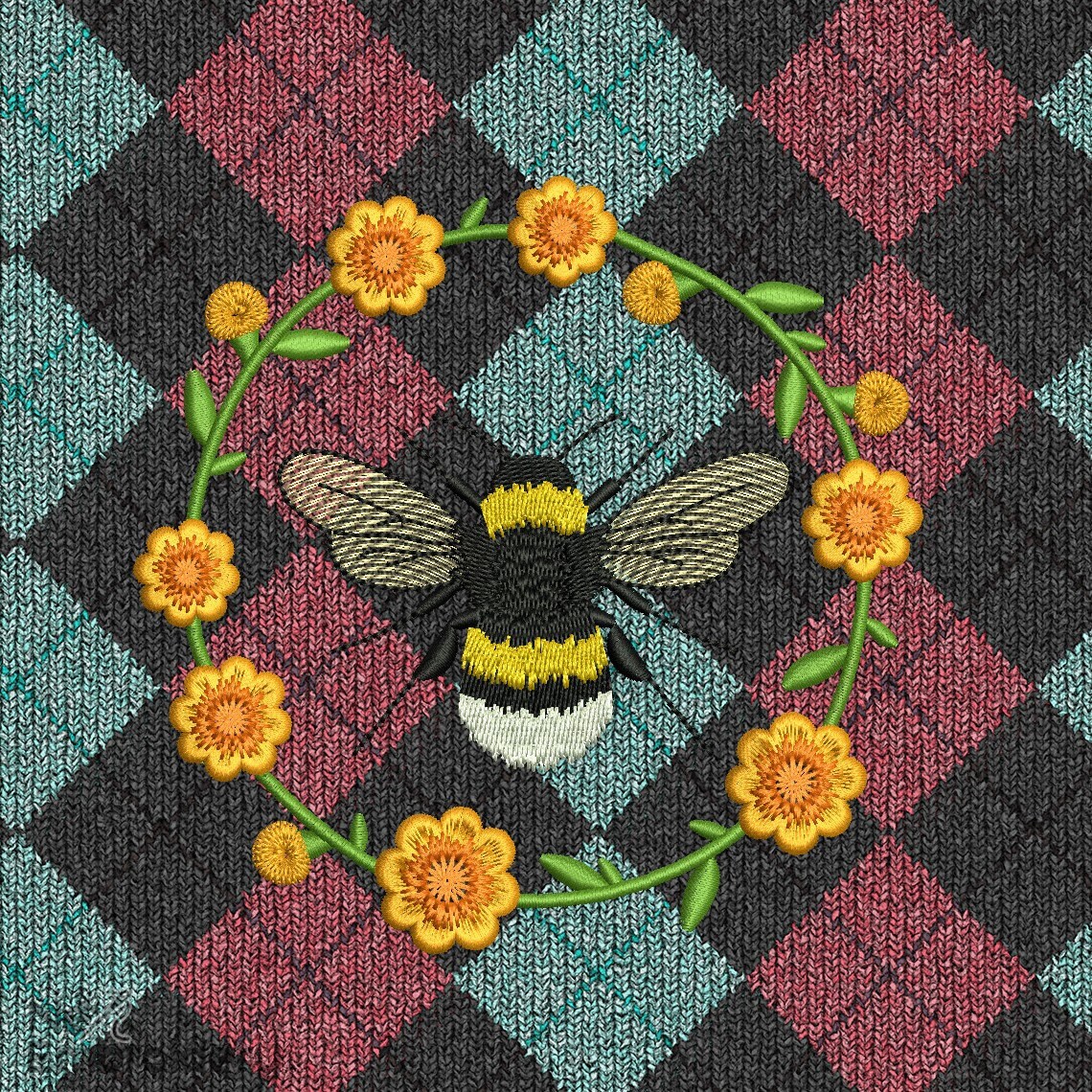 Floral Bee Embroidery Design. Spring Embroidery Designs, Instant ...