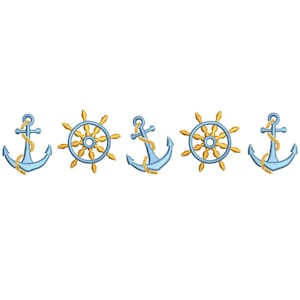 Design de bordado de marinheiro, design de bordado de âncora náutica de verão, download instantâneo