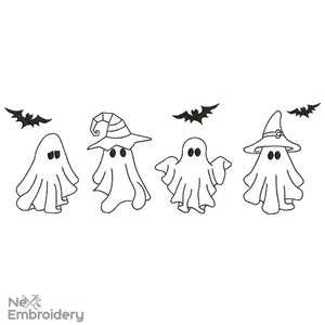 Halloween Ghosts Embroidery Designs. 3 sizes. Instant Download