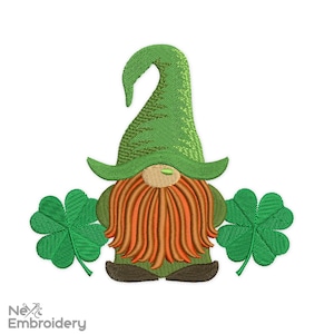 Clover Gnome Patrick&#39;s Day Embroidery Designs, Irish Holiday Embroidery Designs