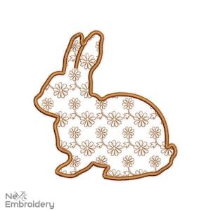 Floral Rabbit Embroidery Design. Easter Embroidery Designs, Instant Download