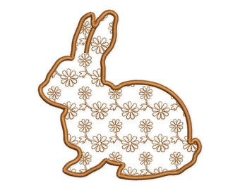 Motif floral de broderie lapin. Motifs de broderie de Pâques, téléchargement immédiat