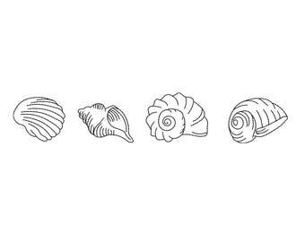 Seashells Embroidery Design: Marine Sea Shells (Digital Download)