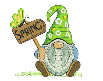 Spring Embroidery Design, Gnome Easter Embroidery Designs, Holiday Embroidery Designs