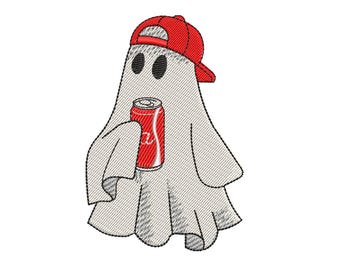 Halloween Cola Ghost Machine Embroidery Design (Instant Download)