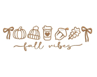 Fall Vibes Coquette Embroidery Design, Retro Pumpkin Halloween Machine Embroidery File, Instant Download
