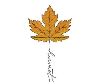 Harvest Maple Leaf Embroidery Design (Instant Download)