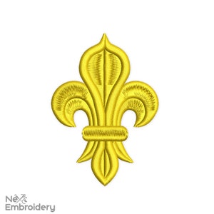 May include: A gold-colored embroidered fleur-de-lis design.