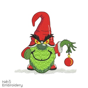 Disegni da ricamo di gnomi Green Man, file per ricamo a macchina di decorazioni natalizie