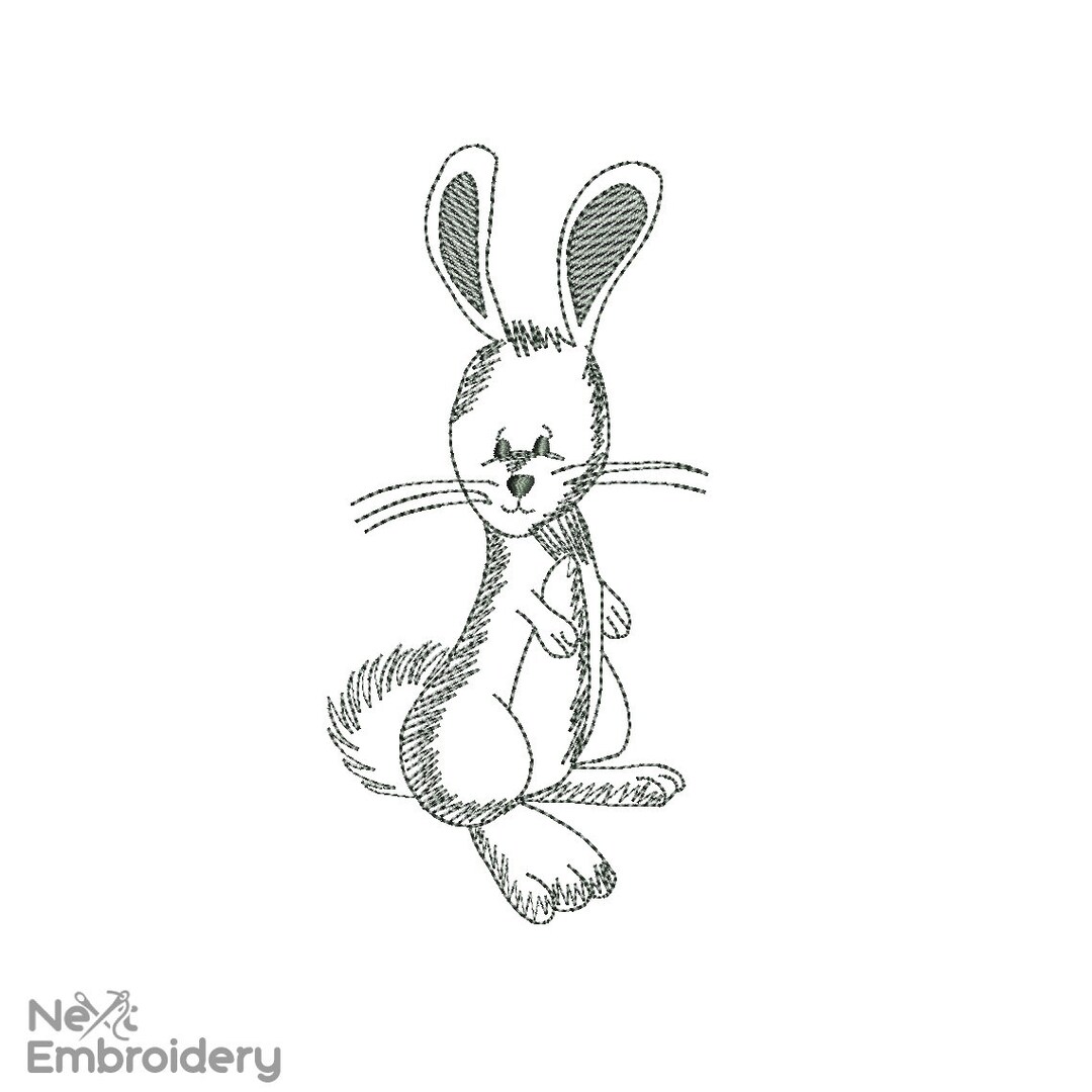 Cute Rabbit Embroidery Designs. Easter Embroidery Pattern, Line Art ...