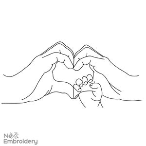 Mom and Baby Hands Embroidery Design, Valentine Machine Embroidery, St Valentines Day Embroidery Design,