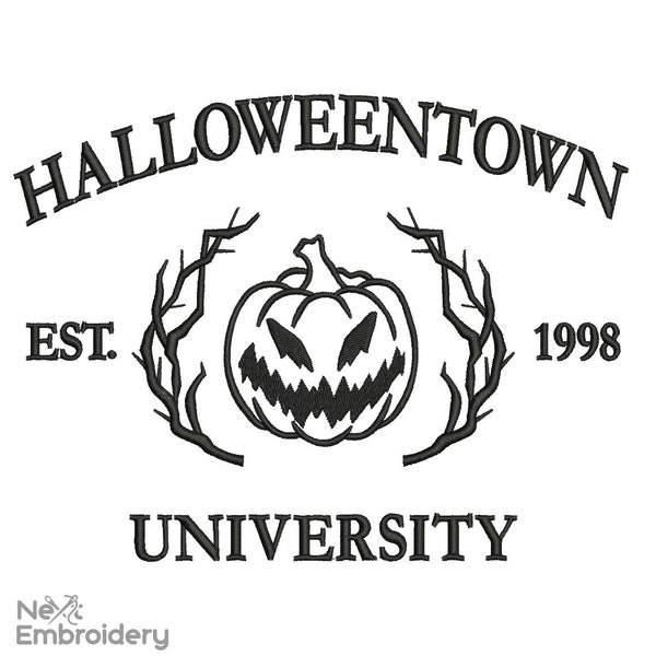 Halloweentown borduurwerk ontwerp, Halloween borduurwerk, grappige pompoen Ghost Horror Machine borduurwerk