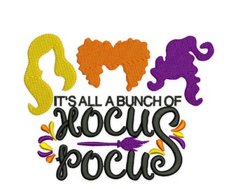 Hocus Pokus Embroidery Design: Halloween Machine Embroidery (3 Sizes) (Instant Download)
