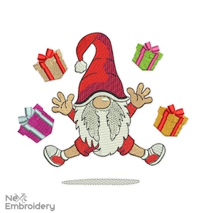 Christmas Happy Gnome Embroidery Designs. Christmas Decor Machine Embroidery File