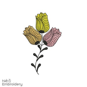 Tulip Embroidery Design. Spring Embroidery Designs, Instant Downlad