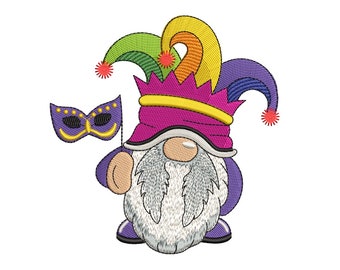 Karneval-Stickerei-Designs. Gnom Feiertage Stickdatei, New Orleans Festival Stickdatei