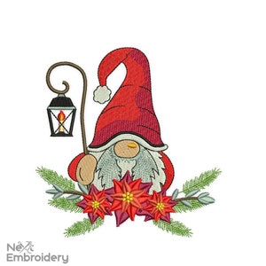 Christmas Gnome Embroidery Designs. Christmas Wreath Embroidery Designs, Machine Embroidery File
