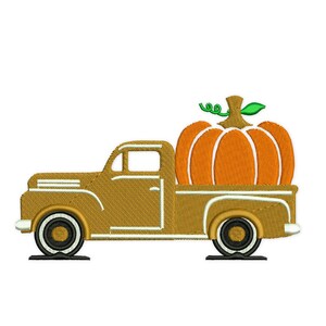 Autumn Truck Machine Embroidery Design. Fall pickup Embroidery Design. 4 sizes. Instant Download