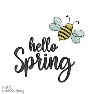 Hello Spring Embroidery Design. Holiday Embroidery Designs