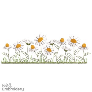 Disegno per ricamo di fiori selvatici di margherite, disegni per ricamo primaverili da giardino