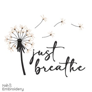 Just Breathe Design per ricamo. Design moderno per ricamo a macchina, download immediato