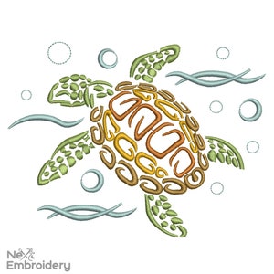 Sea Turtle Embroidery Design, Tribal Turtle Embroidery Design, Instant Download