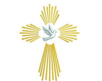 Christian Cross Dove Embroidery Design (Digital Download)