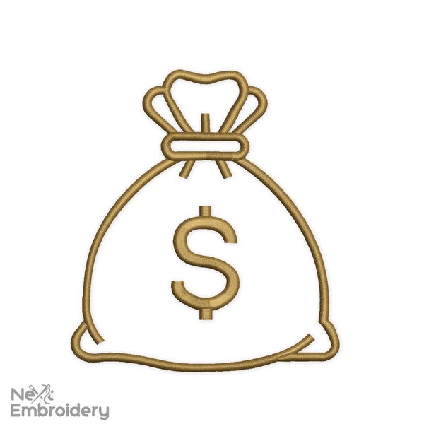 Money Bag Embroidery Design. Money Bag mini. Machine Embroidery Design. Money Bag Silhouette. Money Bag Filled Stitches. Money Embroidery.