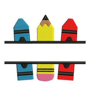 Split pencils Embroidery Design. Split crayons embroidery. Back to school embroidery. Machine Embroidery Designs. Instant Download