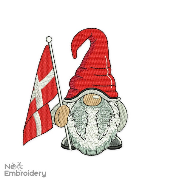 Danish Embroidery Design, Denmark Gnome Embroidery Design, Instant Download