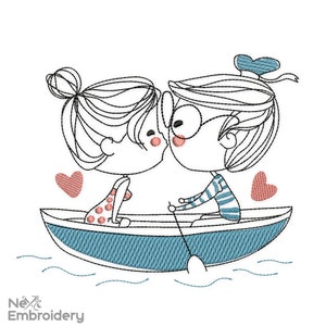 Couple in Love Embroidery Designs. Valentine&#39;s day Embroidery Designs, Machine Embroidery File