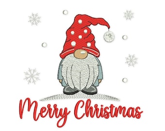 Merry Christmas Gnome Embroidery Designs. Christmas Decor Machine Embroidery File