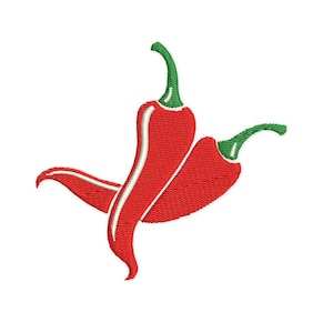 Zwei Chili Chilischoten Stickdatei. Paprika Silhouette. Paprika mini. Pfeffer Design. Stickdatei für die Stickmaschine.