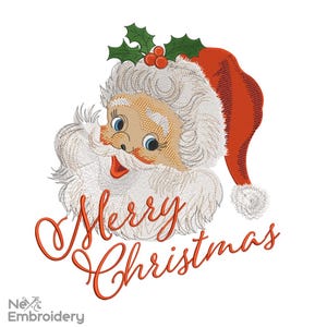 Merry Christmas Embroidery Design, Vintage Santa Embroidery, Santa Merry Christmas Embroidery, Santa Claus, Xmas Machine Embroidery