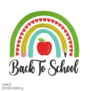 Back to School Stickdatei, Regenbogen Stickdatei, sofortiger Download