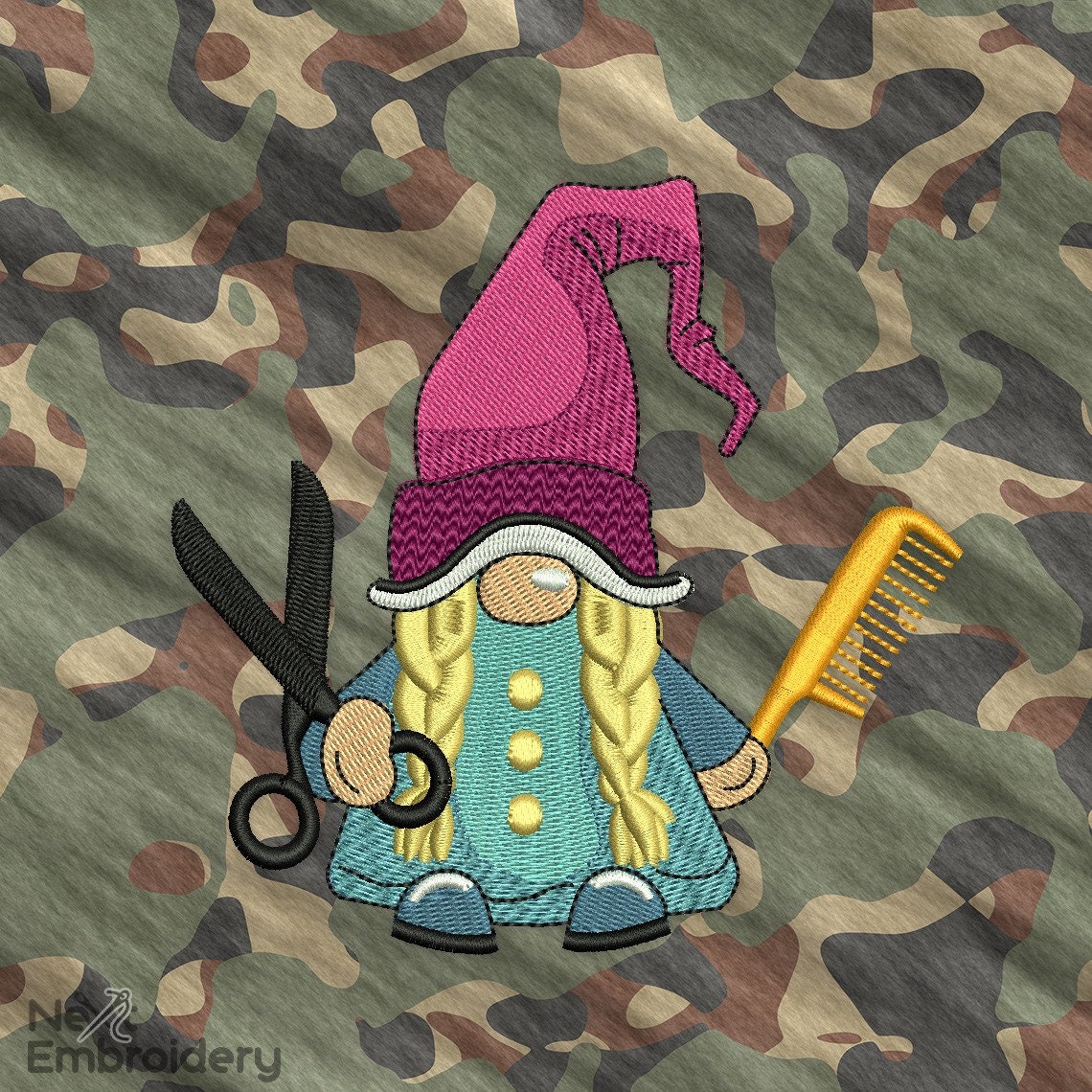 Hairstylist Gnome Girl Gnome Embroidery Design Cosmotologist Etsy