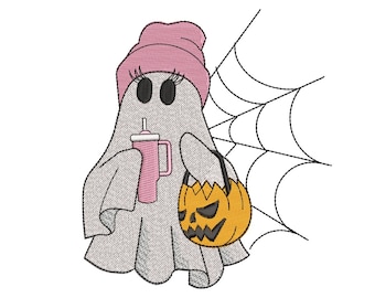 Tumbler Ghost Embroidery Design, Halloween Boo (Machine Embroidery Files)