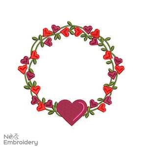 Love Wreath Embroidery Designs, Valentine&#39;s day Embroidery Designs, Machine Embroidery File