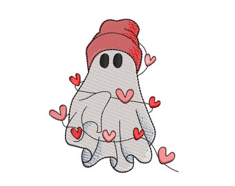 Cute Valentine Ghost Embroidery Designs. Heart Love Cute Ghost Embroidery Designs, Machine Embroidery File
