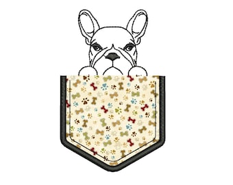 Hund Taschen Stickerei, Französische Bulldogge Applikation, Hund Liebhaber Shirt Sofort Download