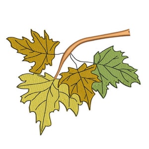 Stickdatei Ahornblätter. Herbst 3D Stickdatei. 4 Größen. Sofortdownload, Sofortdownload