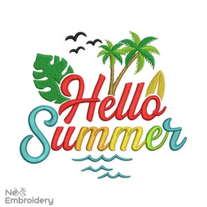 Hallo Sommer Stickdatei, zum sofortigen Download