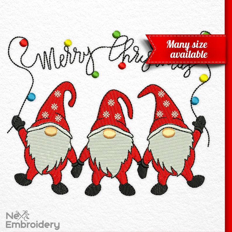 Christmas Gnomes Embroidery Designs 3 Gnomes Machine Etsy