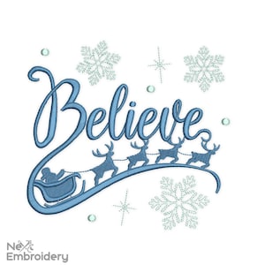 Christmas Believe Embroidery Designs, Believe in the Magic Christmas Santa Embroidery Design, Holiday MAchine Embroidery File
