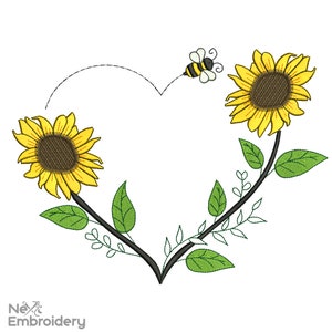 Sunflower Wreath Embroidery Design, Minimalist Embroidery Design, Instant Download