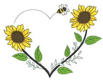 Sonnenblumen-Kranz Stickdatei, minimalistisches Stickmuster, Instant Download