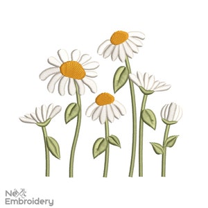 Mini Daisy Wildflowers Ricamo Design, Disegni da Ricamo Primaverili da Giardino