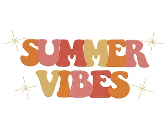Summer Vibes Embroidery Design, Retro Embroidery Design, Instant Download
